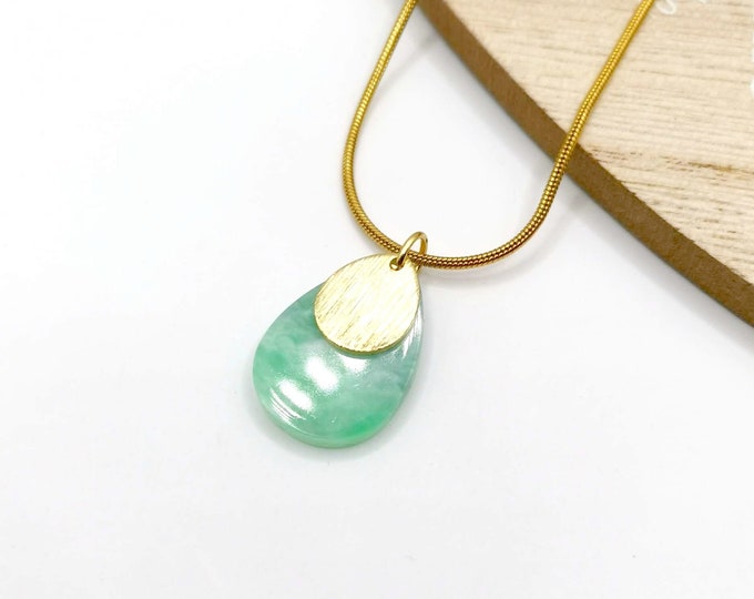 Stainless steel, gold and green gradient necklace