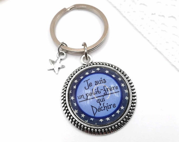 Brother cabochon key ring, I'm a rocking little brother, brother gift, birthday