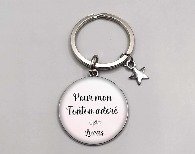 Uncle cabochon key ring "for my beloved uncle", uncle gift, personalized text