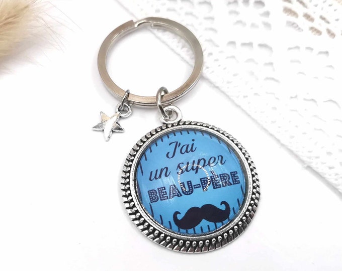 Handsome dad cabochon key ring, I have a great stepfather, stepfather gift, birthday, Father's Day