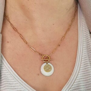 18K gold plated necklace, stainless steel, Japanese waves.