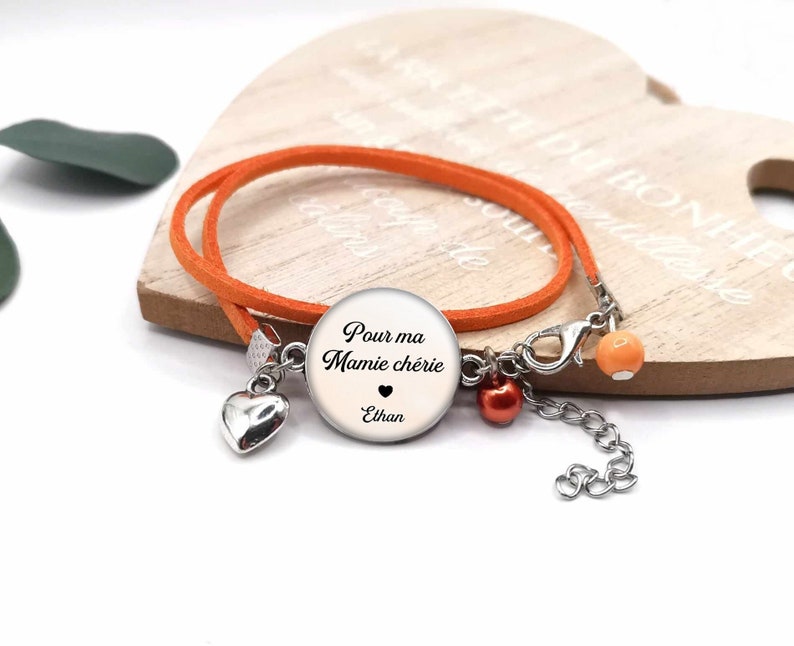 Grandma cabochon bracelet for my darling grandma, customizable grandma gift, personalized bracelet, child's first name image 1