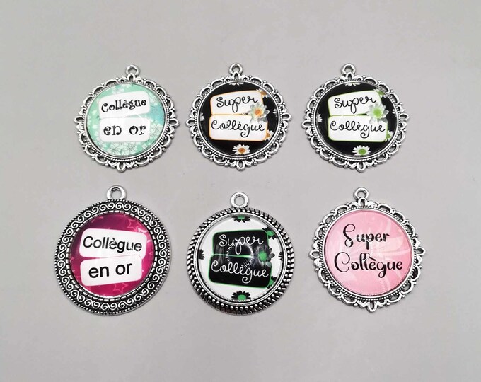 Charm, colleague cabochon medallion, colleague gift