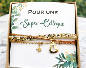 Personalized Thank You Colleague Bracelet – Gold Plated Stainless Steel – End of Year Gift – Box Included.