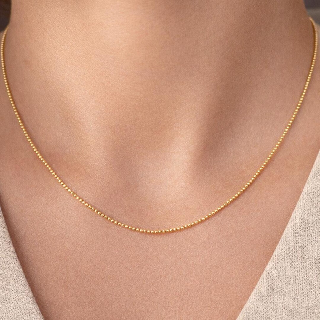 18k Gold Plated Stainless Steel Ball Chain – Minimalist Thin Necklace ...