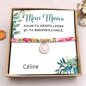 Gold and Liberty stainless steel bracelet, with box, thank you, personalized message, teacher gift, nanny jewelry