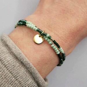 Double row bracelet, seed beads, miyuki, gold stainless steel