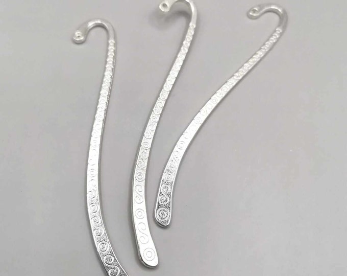 3 silver metal bookmarks 8.5 cm