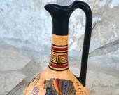 Handmade and free handpainted amphora shape vase in Archaic style