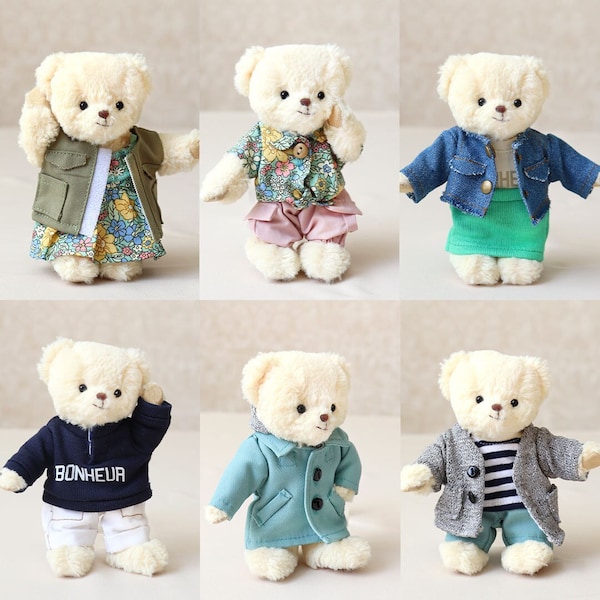 Kleidung für kleine Plüschtiere – Stofftier-Puppenkleidung, Teddybär-Kleidung, Puppen-Outfits, Stofftier-Outfit, passend für 8,9–14 cm große Plüschtiere