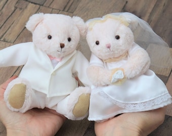 Personalized Wedding Bride and Groom Teddy Bear, Bridal Doll