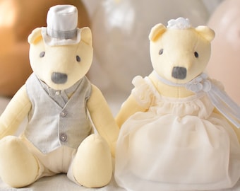 Lily Bell Wedding Teddy Bear 21cm - Poupée du marié et de la mariée, Cadeau de douche nuptiale, Cadeau de mariage, Poupées en coton