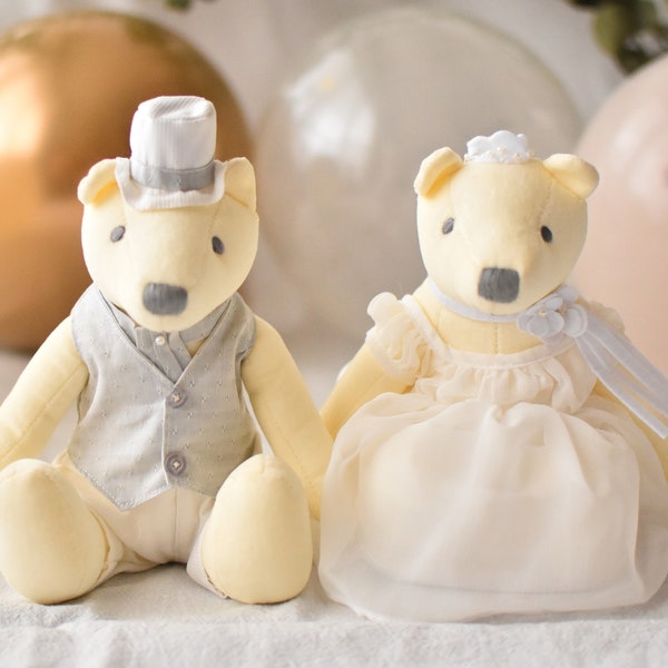 Lily Bell Wedding Tedddy Bear 21cm 8.2inch, Groom and Bride Doll Bridal Shower Gift