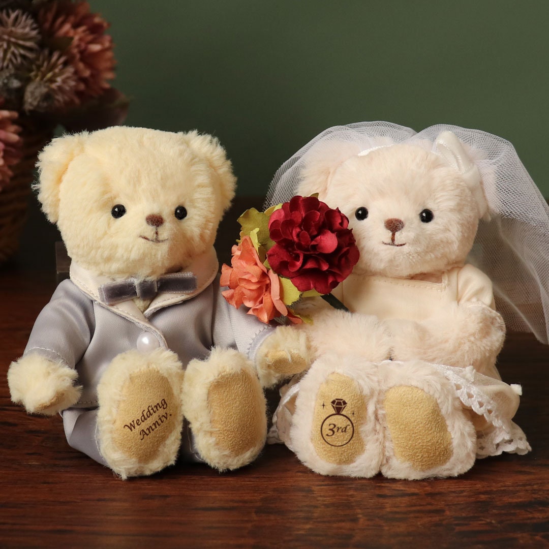 Wedding Anniversary Teddy Bears Personalized Wedding Gift Cute Bride and Groom Wedding Teddy Bear Plushie Etsy Ireland