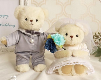 Happy Wedding Bear - Gift for Bride and Groom, Something Blue New, Engagement, Personalized Wedding Gift, Bridesmaid Gift to Bride