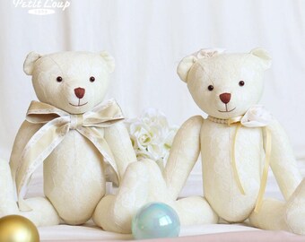 Wedding Teddy Bear Royal Lace - Bride and Groom Gift, Wedding Doll Plushies, Proposal Props, Newlywed Couple Gifts