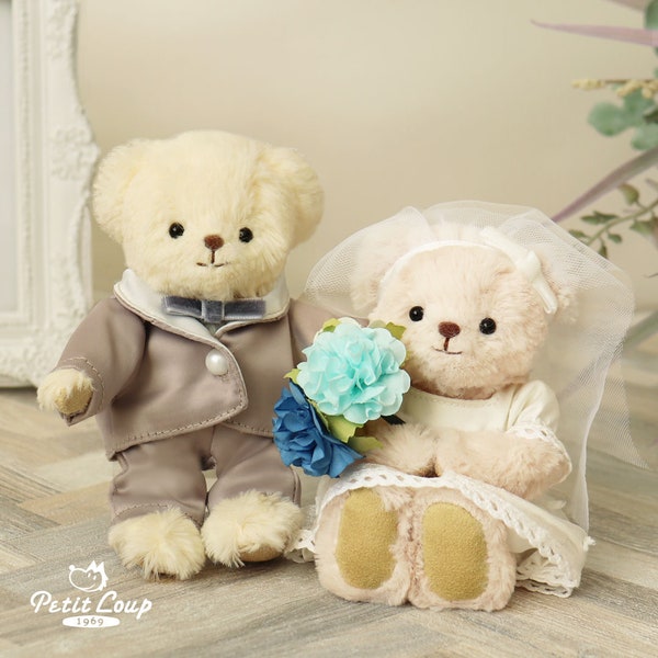 Happy Wedding Bear - Gift for Bride and Groom, Something blue, Bridal Teddy Bear, Personalized Wedding Gift, Couples Gift Plush