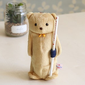 Teddy Bear Plush Pen Pouch - Pencil included, Pen Holder, Multi Case, Kawaii Gifts, Stationery Gift, School Supplies, Back To School