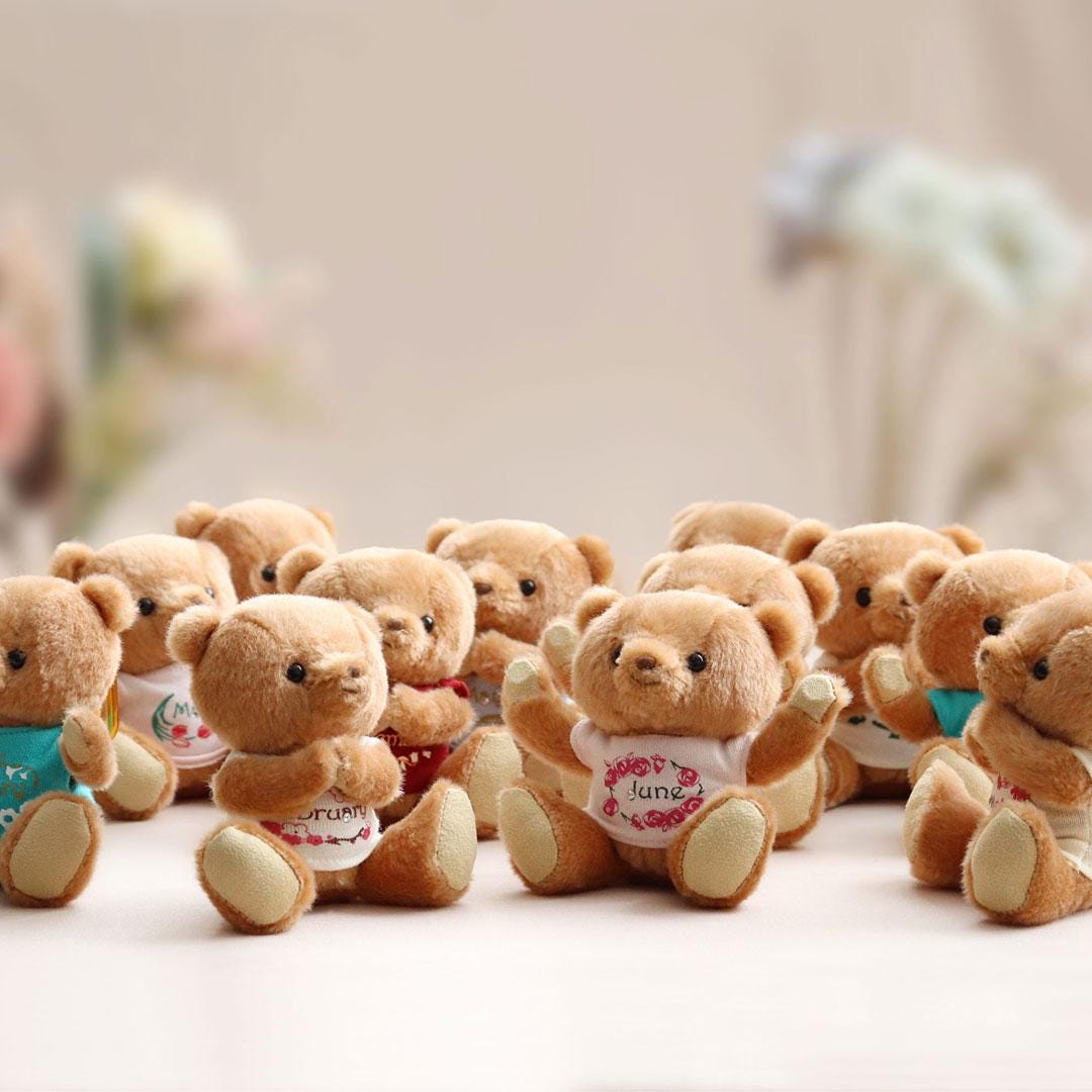 12 Month Teddy Bear and Flower Necklace Gift - Mini Bear, Birthday