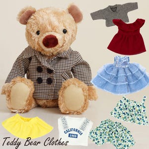 Teddy Bear Clothes -Stuffed Animal Clothing, Plush Doll outfits, Fits 7.5-9.5in 20-24 cm Plushie Coat Dress Salopettes Long Sleeve Skirt