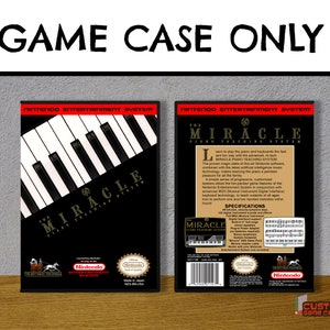 May include: A black Nintendo Entertainment System game case for The Miracle Piano Teaching System. The front features piano keys and the title, while the back displays product specifications, a barcode, and the Nintendo Seal of Quality.