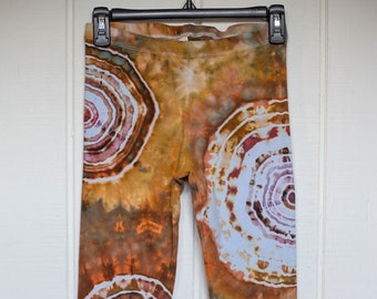 Womens Tie Dye Leggings - Earth Tone Hippie Festival, Medium