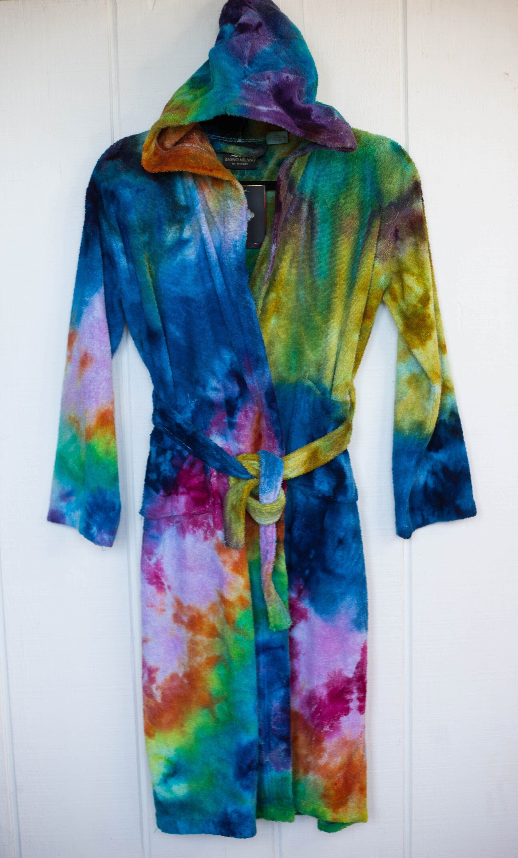 Tie Dye Kids Bathrobe YOUTH MEDIUM 9 12 Years Tye Dye Cotton Robe Professionally Hand Dyed Rainbow Bathrobes Birthday Gifts Etsy
