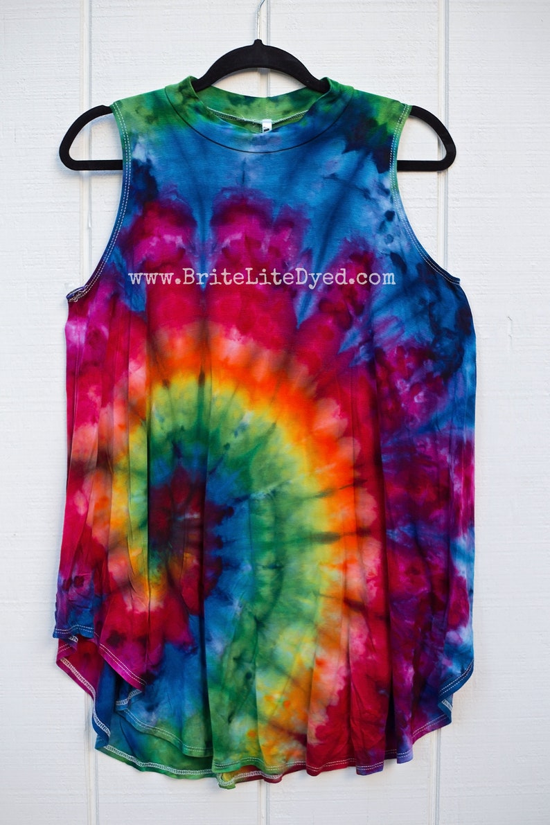 Womens Clothing Womens Blouses Womens A-Line Tie Dye Tank Festival Clothing Ladies LARGE Gifts For Her Summer Vacation Top