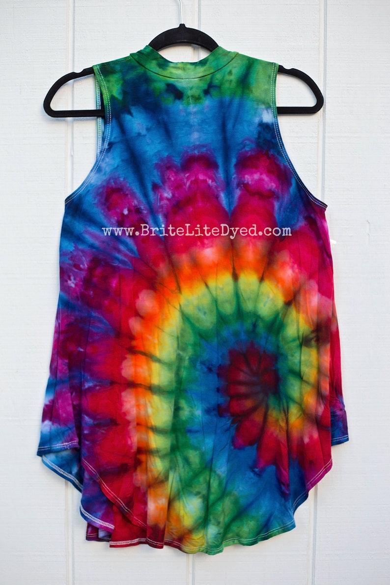 Womens Clothing Womens Blouses Womens A-Line Tie Dye Tank Festival Clothing Ladies LARGE Gifts For Her Summer Vacation Top