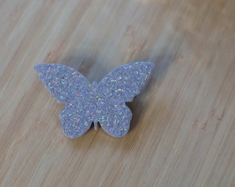Holographic Silver Tinsel Glitter Butterfly Hair Clip - Birthday Gift - Teens - Hip Acessories - Little Girls - Shopping - Customs Welcome
