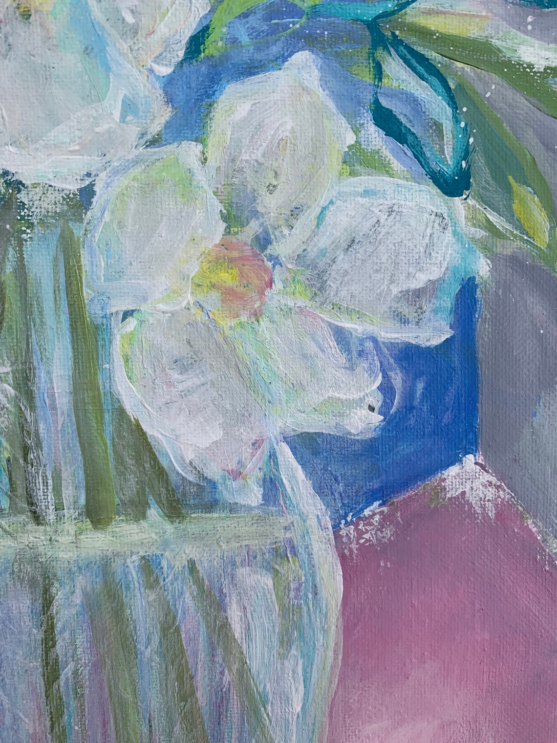 Abstract floral painting pastel colors floral wall art Etsy