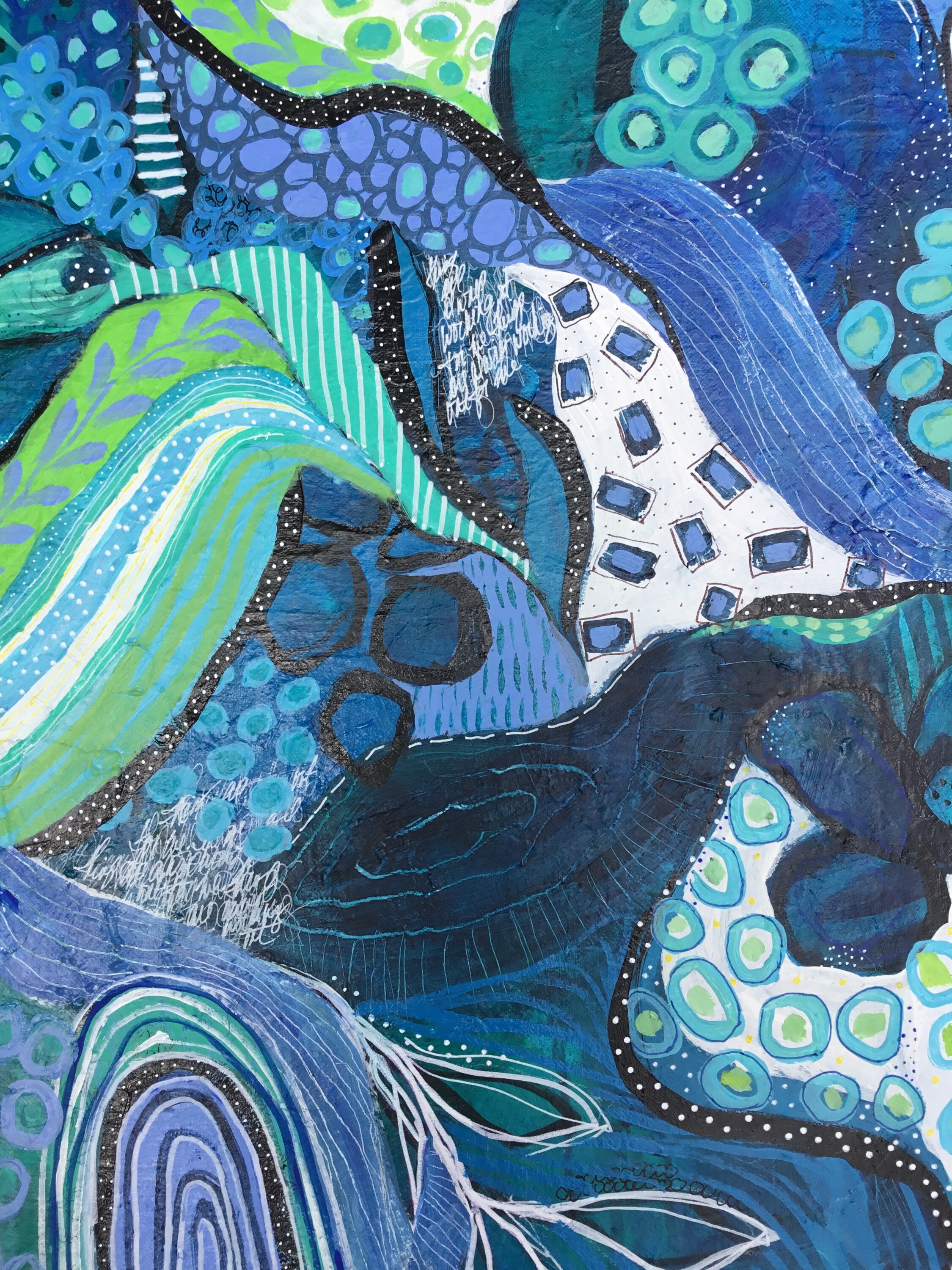 Original abstract art blue and green wall art .contemporary | Etsy