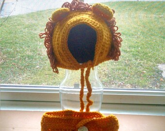 Crochet Lion Hat and Diaper Cover Set