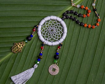 DREAMCATCHER Boho Mala Necklace – Lava & Rudraksha