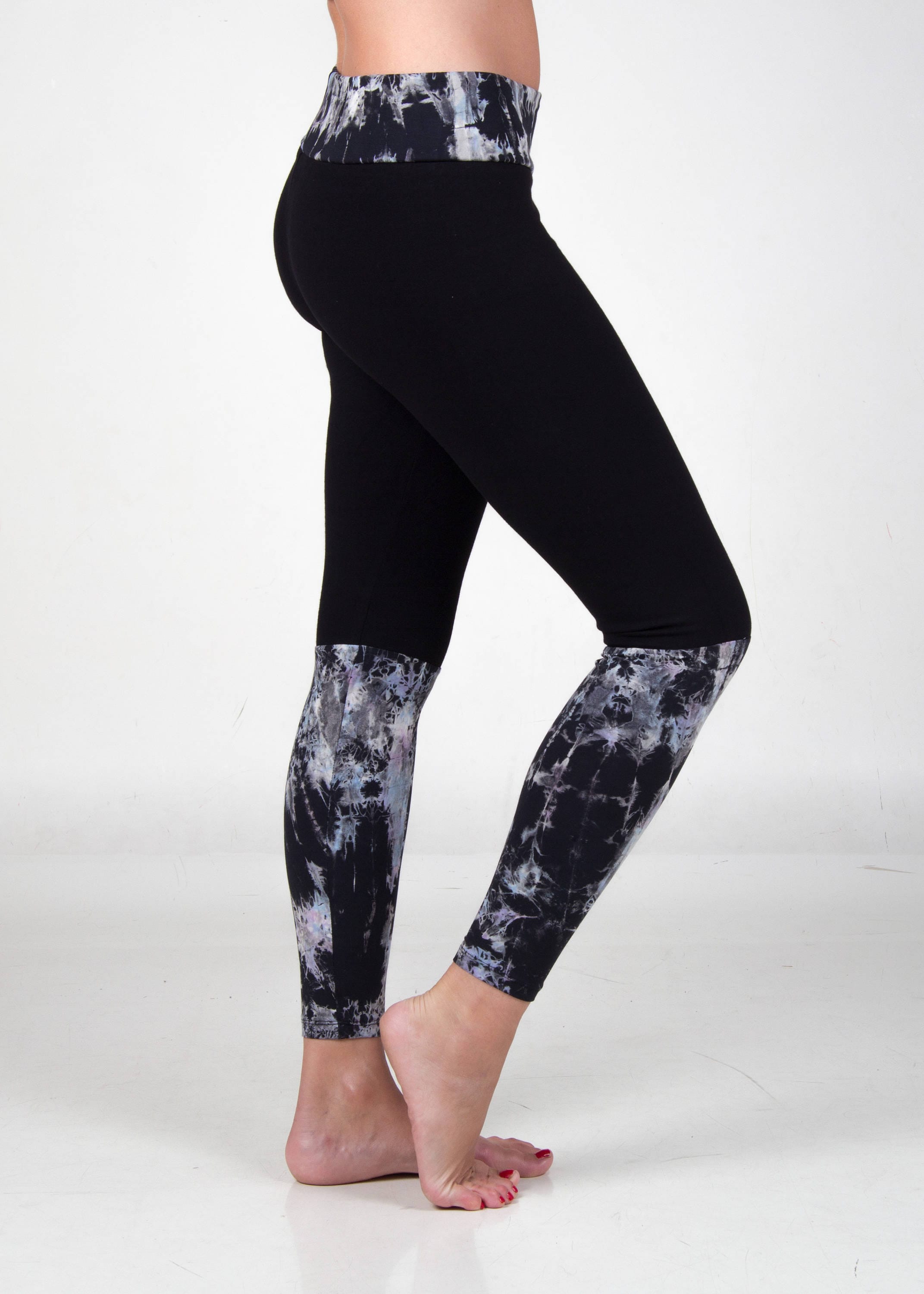 Psychedelic rainbow cotton organic yoga leggings soft breathable natural  fabric