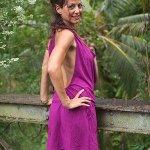 Purple Berry Lakshmi Dress - Sensual summer dress, like a second skin, cowl draped neckline, goddess wear ecoluxe fibers