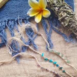 Ceremony Bracelet - FREE for orders over 150 euros! Raw Gemstones, Cotton Thread - Amethyst. Jade, Coral, Lapislazuli, Tiger Eye, Turquoise