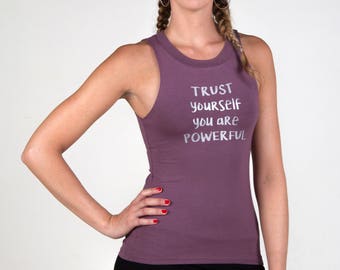 Trust Yourself Tank Top - EGGPLANT - Yoga Tank, Yoga Top, Natural Ethical Wear, Eco Chic design, Yoga basic top, Movement Top