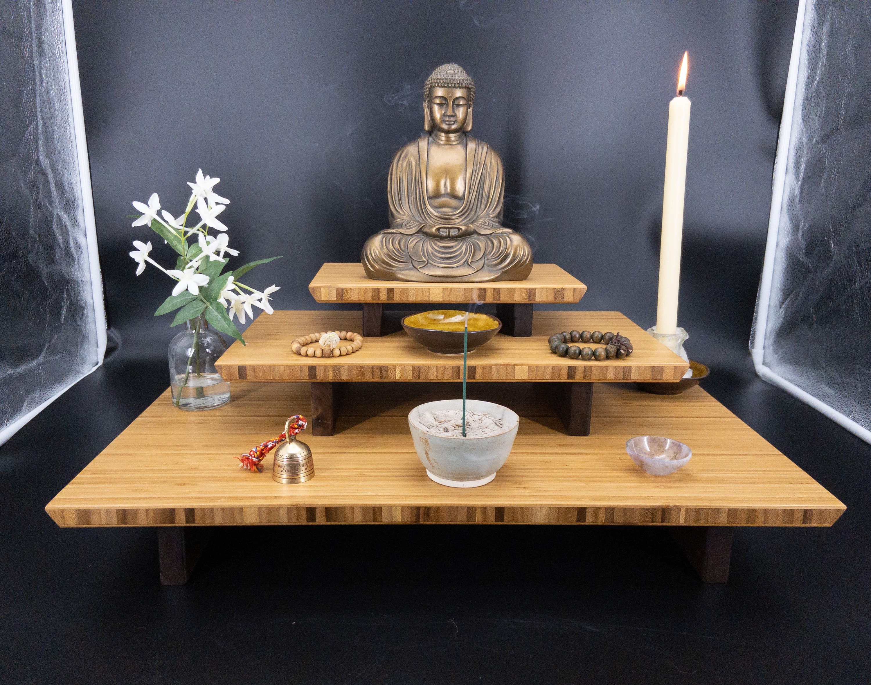 Table Top Altar . Beautifully Handcrafted 3 Tier Buddhist Table Top Altar . Beautifully Handcrafted 3 Tier Buddhist