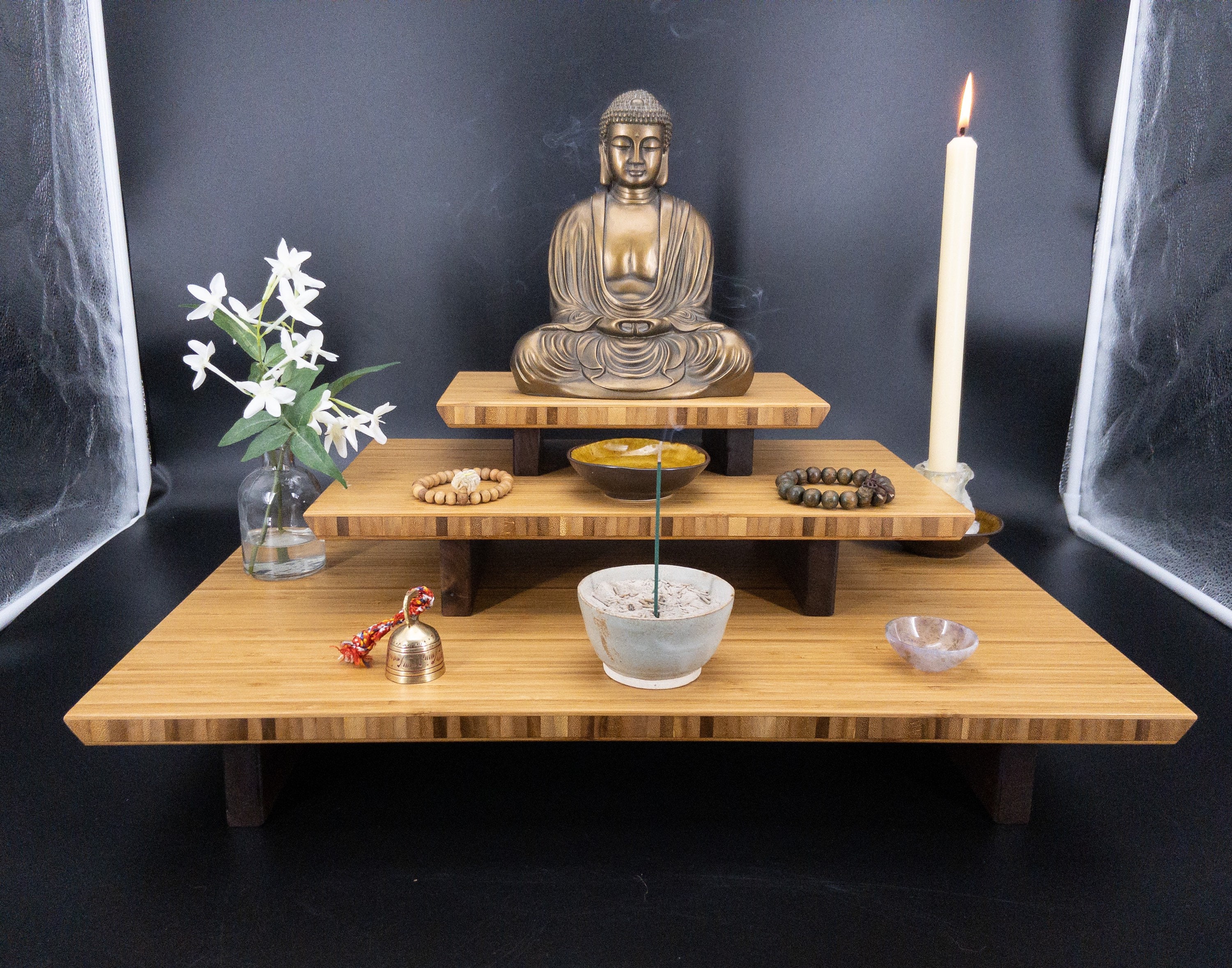 Table Top Altar . Beautifully Handcrafted 3 Tier Buddhist Altars