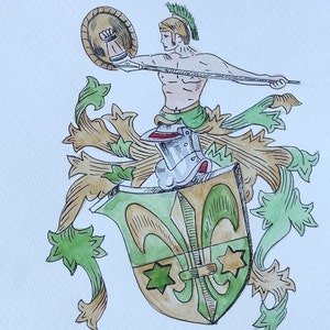 COAT OF ARMS, Family crest, Hand-painted, Watercolor, custom coat of arms