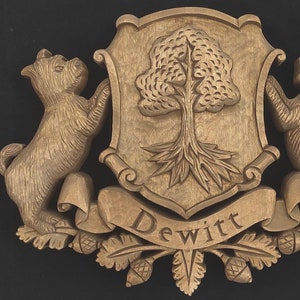 Weihnachtsgeschenk Benutzerdefinierte Familienwappen Wappen Personalisierte Familienschild Hochzeitsgeschenk Heraldische Hand geschnitzten Namen Holzbearbeitung Woodcraft