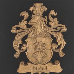 Christmas Gift Custom Family Crest Coat of Arms Personalized Family Shield Wedding Gift Heraldic Hand Carved Name Woodworking Woodcraft