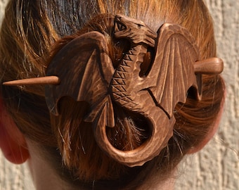 Hair stick Dragon jewelry Best selling item Dragon Womens gift Wood Dragon Hair Barrette Mother Handmade Gift for Women