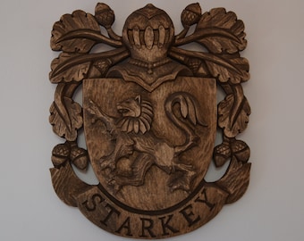 Custom Family Crest, Personalized Coat of Arms, Wooden Family Name Sign, Heraldic Shield, Anniversary Gift, Housewarming Decor