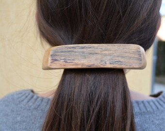 1 PC. 143 LEATHER WITH WOOD SLIDE STICK HAIR PIN