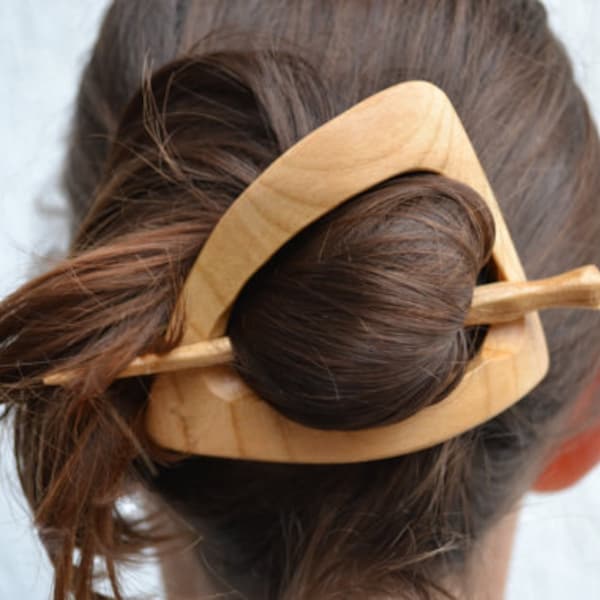 Triangle hair pin, Hair barrette, hair stick, Hair slider, Hair clip , Shawl pin, Wood hair stick, Womens gift