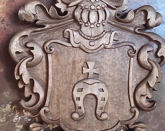 Customized Family Crest, Coat of Arms ,Woodcarving