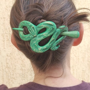 girlfriend gift, womens, gift for her, Snake Hair Barrette, Hair Pin, Stick, Wood Carving, snake accessory