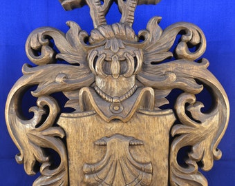 Custom Family Crest Coat of Arms Personalized Family Shield Wooden Emblem Wedding Art Heraldic Hand Carved Name Woodworking Woodcraft Wappen